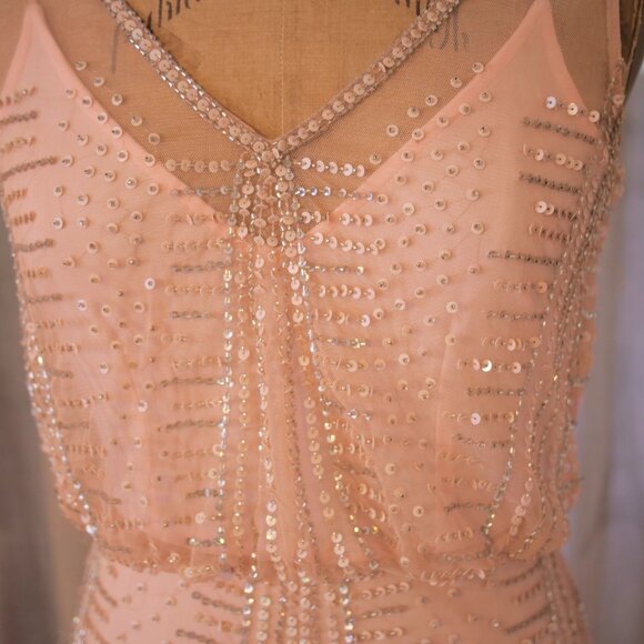 vtg 90s CACHE Y2K Pink Sequins Beaded Mermaid Maxi Dress Whimsigoth Fairycore 6 - Picture 5 of 16